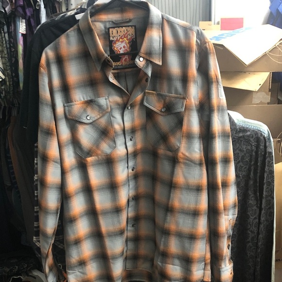 Dixxon “Big Bore” Orange and Gray Flannel Shirt Quantize Custom Designs - Picture 1 of 8